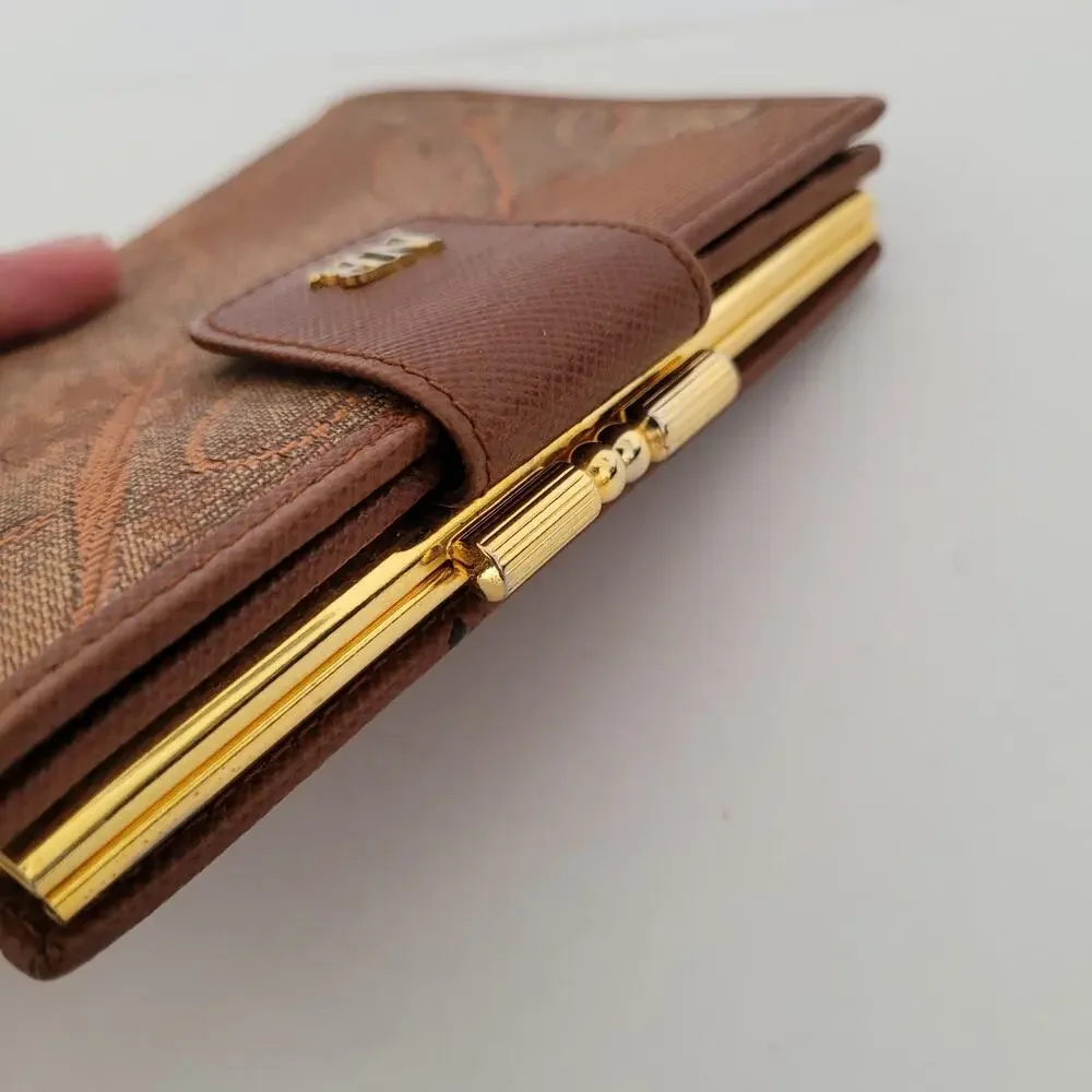 Nina Ricci Brown Wallet Compact Kisslock Bifold Retro Vintage Made Spain Designe